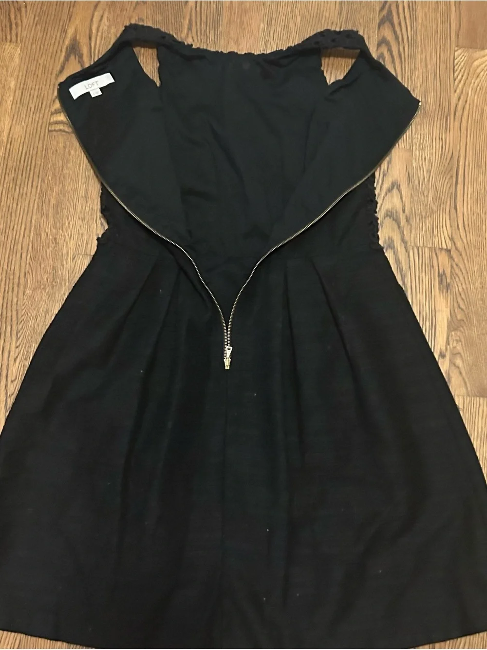 LOFT Black Sleeveless Dress with Textured Bodice 250